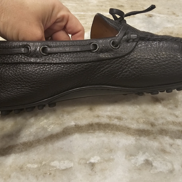 Italian!! The Original Car Shoe Made in Italy Black pebble leather Mens 9.5 - Picture 12 of 16
